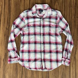 Ben Sherman Red and White Plaid Button-Down Shirt